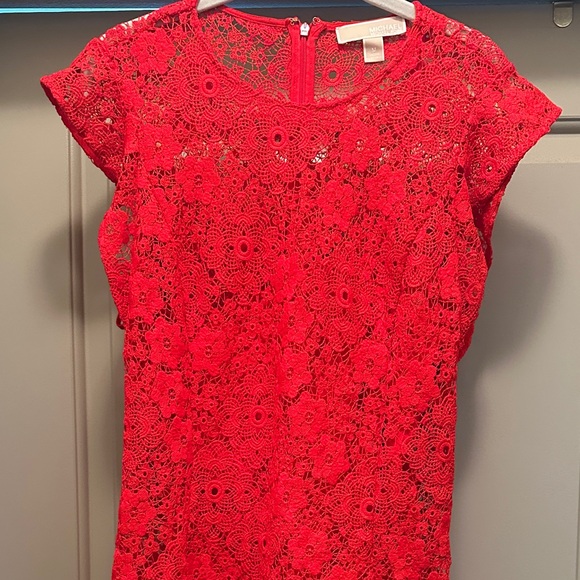 MICHAEL Michael Kors Red Lace Midi Dress - Picture 1 of 4